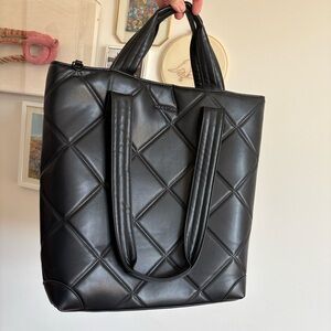 Max Studio Black Quilted Tote with Double Handles
